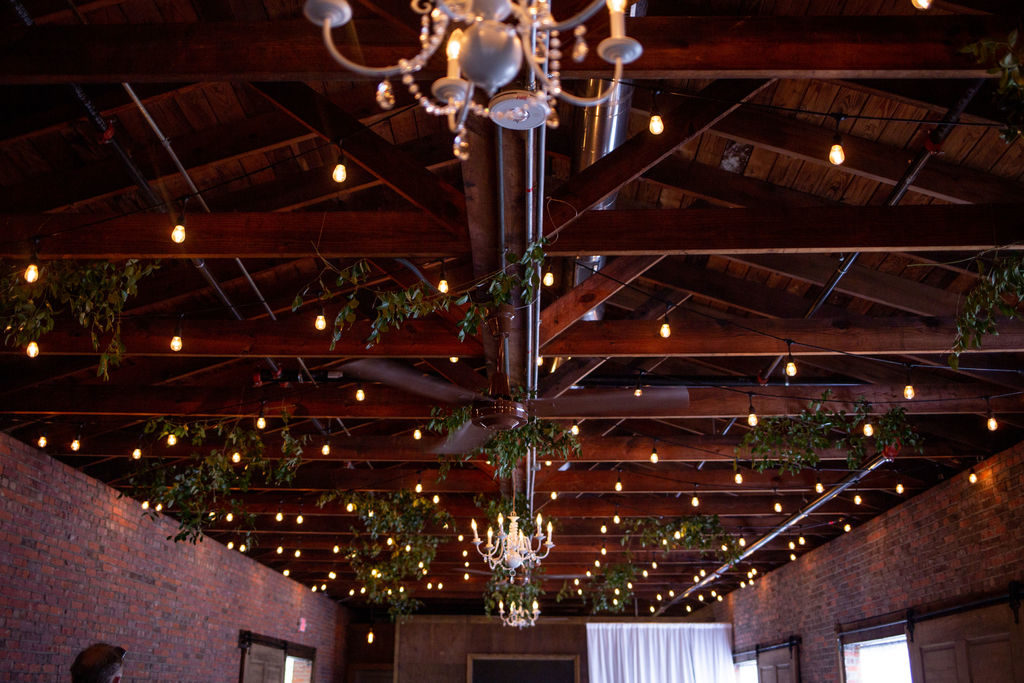 greenery hanging from ceiling in venue